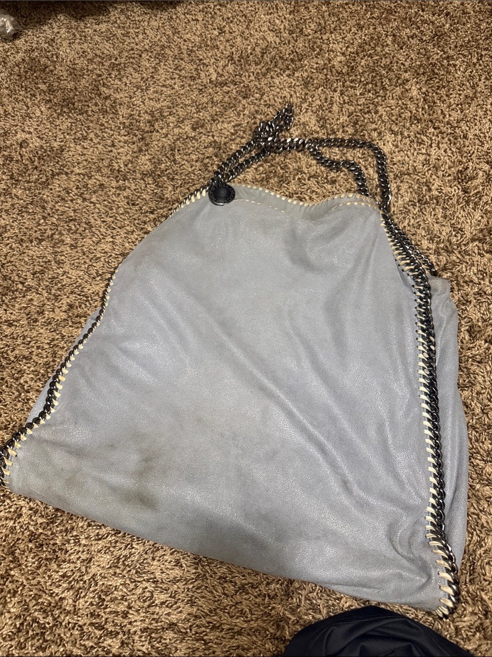 Stella McCartney Light Gray Falabella Shoulder Bag with Chain Trim
